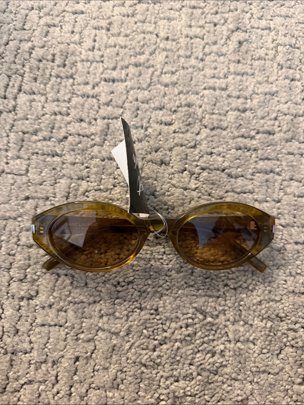Saint Laurent CATETE Green Clear Lens Sunglasses NWT